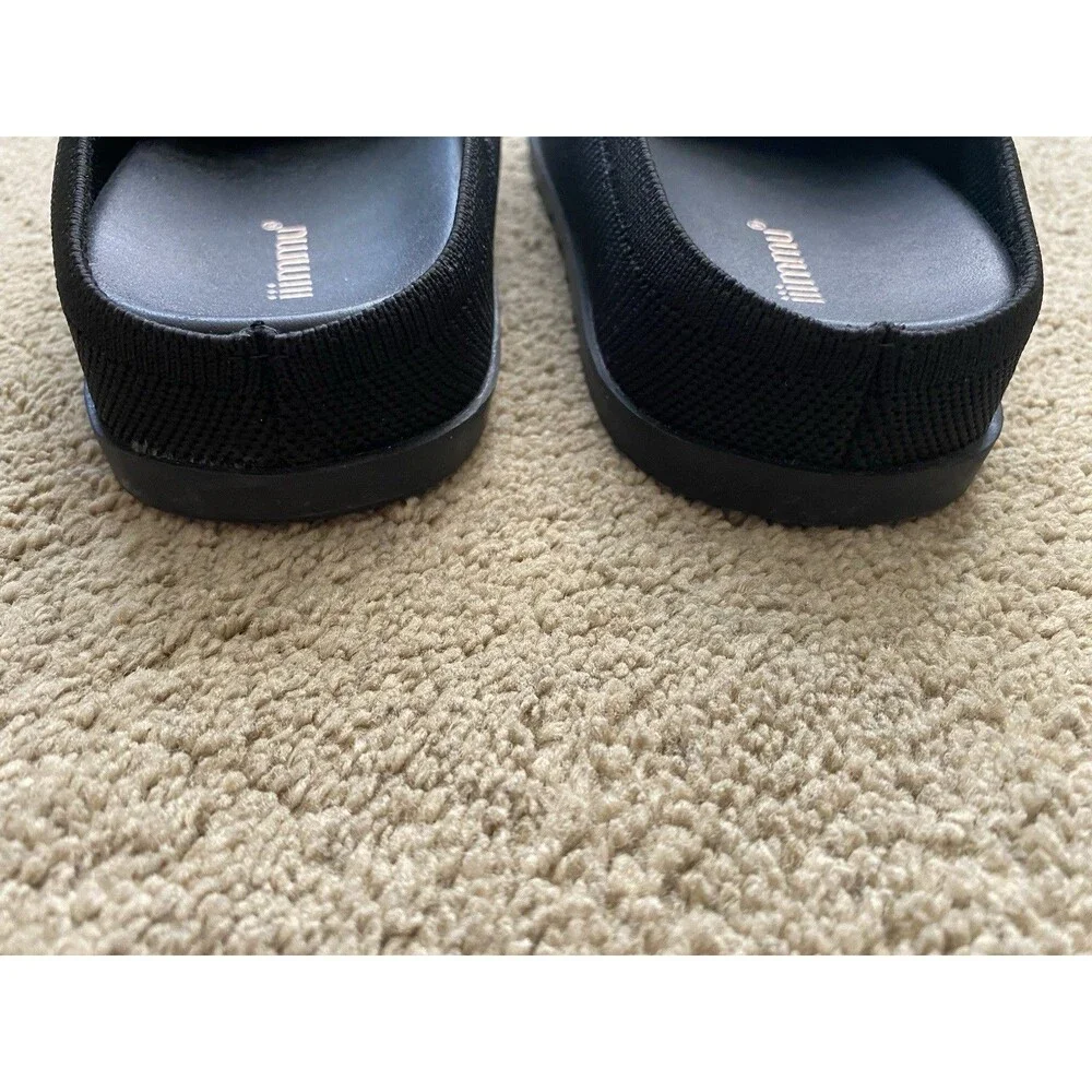 iiimmu Women's Black Knit Clogs  Minimalist  Slip-on Comfort Mules Size 7.5